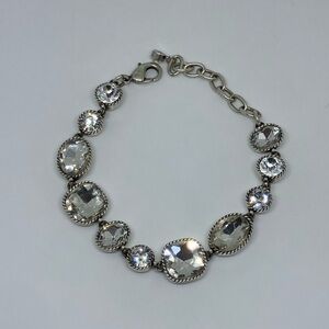 Silver Tone Crystal Link Bracelet Clear Rhinestones Fashion Jewelry NWOT